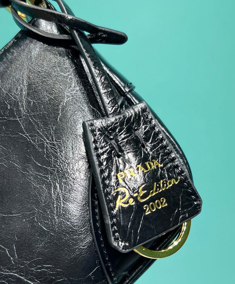 Prada Re-Edition 2002 Small Leather Shoulder Bag 1BC201 Black